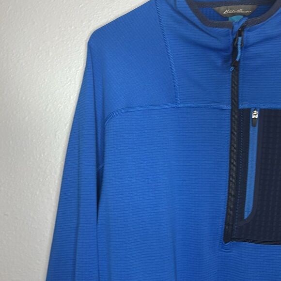 Eddie Bauer Royal Blue Waffle Print 1/2 Zip Pullover Size Large - Picture 6 of 10
